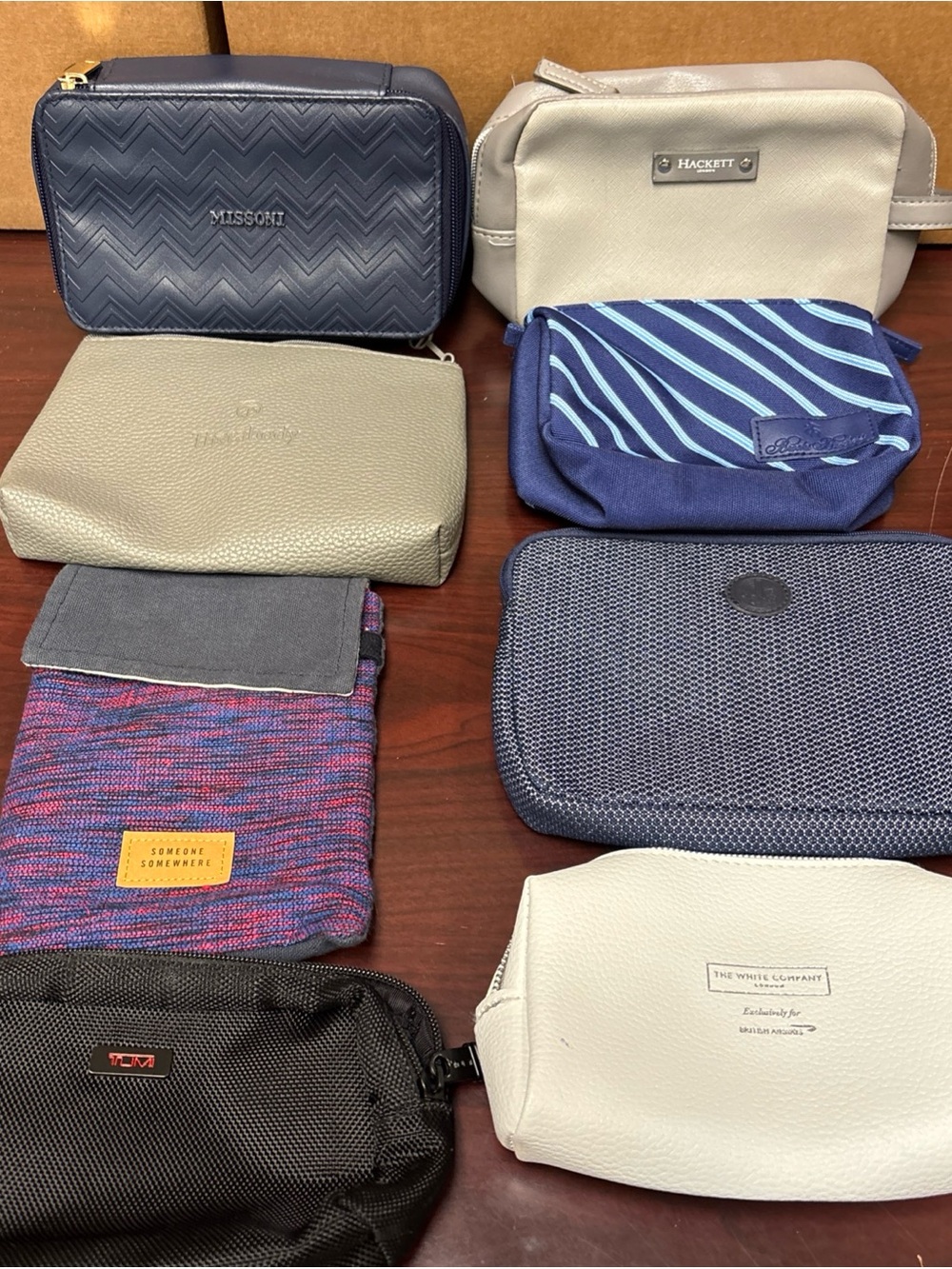 Airlines Travel Amenity Kit Toiletry Bags Hackett Tumi Brooks Bro Delta Lot Of 8